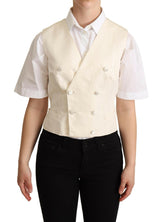 Dolce & Gabbana Beige Silk Sleeveless Waistcoat Vest -   -  Dolce & Gabbana.